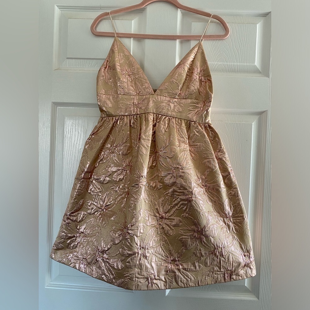 Alice + Olivia Foley Metallic Floral‎ Jacquard Cocktail Dress Size 8